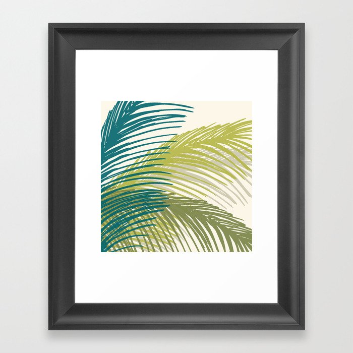 Green Palm Leaf Silhouettes Framed Art Print