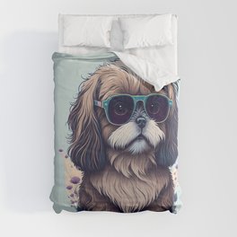 Cute Shih Tzu Dog  Comforter