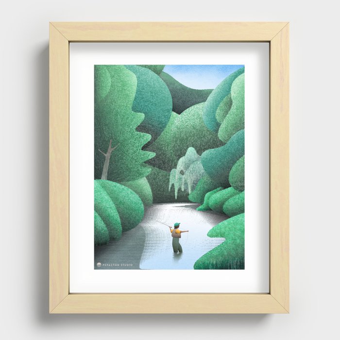 Casting In The Creek Recessed Framed Print
