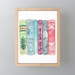 Book Lover Watercolor Books Framed Mini Art Print