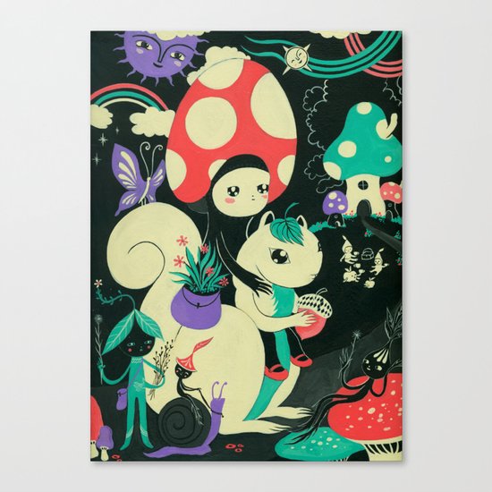 Mushroom and Squirl Canvas Print