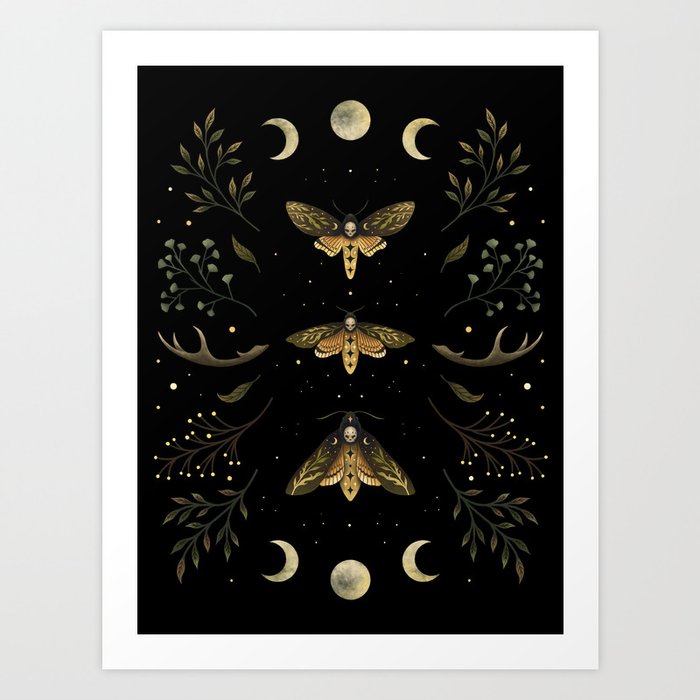 Death Head Moths Night Art Print