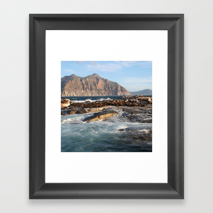 South Africa Photography - Ocean Waves Hitting The Rocks Framed Art Print