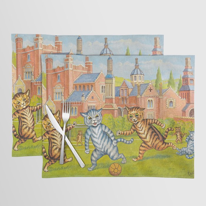  Cats Playing Football by Louis Wain Placemat