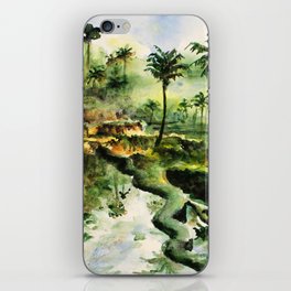 Sunny rice fields of Bali, Indonesia - Watercolor art iPhone Skin