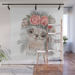 Hedgehog Love at First Sight Wall Mural