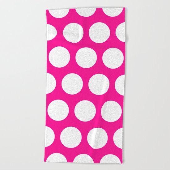 Big polka dots on deep pink Beach Towel