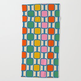 Mod Links Colorful Retro Geometric Stripe Pattern  Beach Towel