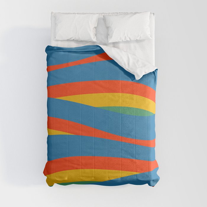 Pop Swirl Wavy Abstract Line Pattern Colorful Bright Blue Red Yellow Green Comforter