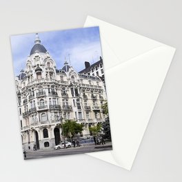 Spain Photography - White Beautiful  Building In Down Town Madrid Stationery Card