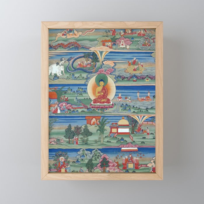 Buddhist Thangka Painting Siddhartha Gautama Shakyamuni Framed Mini Art Print