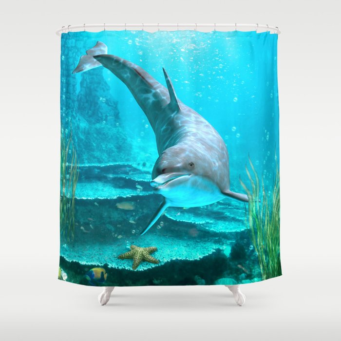 Dolphin Shower Curtain By Simone, 3d Dolphin Shower Curtain