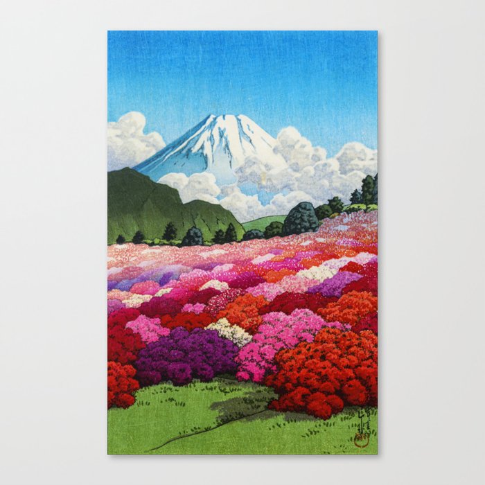Mount Fuji from an Azalea Garden by Kawase Hasui, Japanese Wall Art Canvas Print