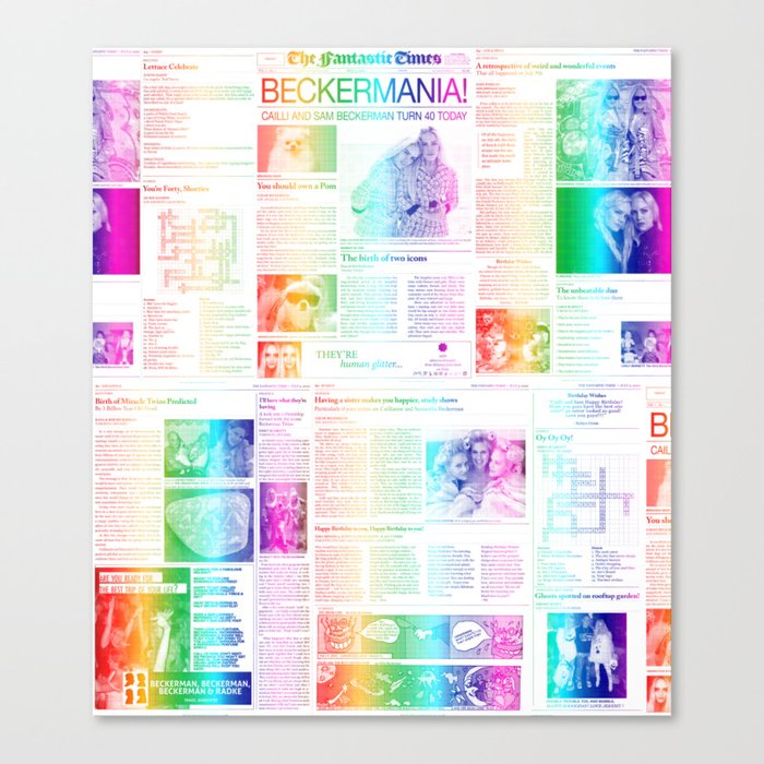 Rainbow Birthday Newspaper  Canvas Print