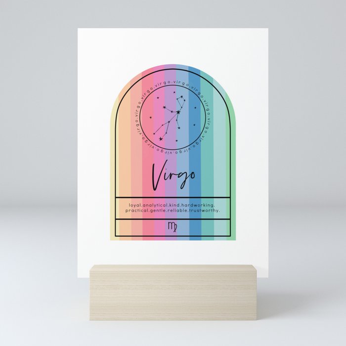 Virgo Zodiac | Rainbow Stripe Mini Art Print