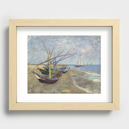 Fishing Boats on the Beach at Saintes-Maries, Vincent van Gogh Recessed Framed Print