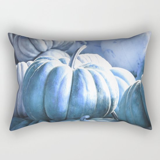 Autumn Pumpkins Blue Rectangular Pillow