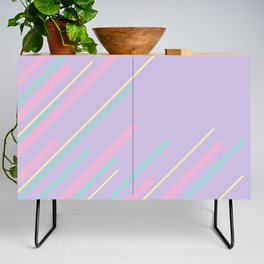 Diagonals - Pastel Pink, Yellow, Purple and Green Credenza