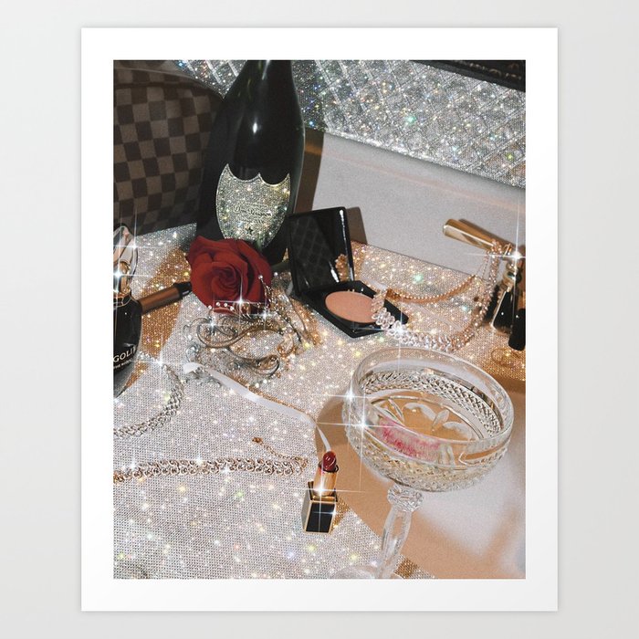 GIRLS PARTY - aesthetic glitter collage art work, weekend vibes, glamour and chick , luxury vibes. Art Print