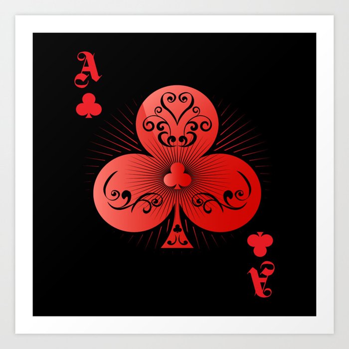 Clubs Poker Ace Casino Art Print