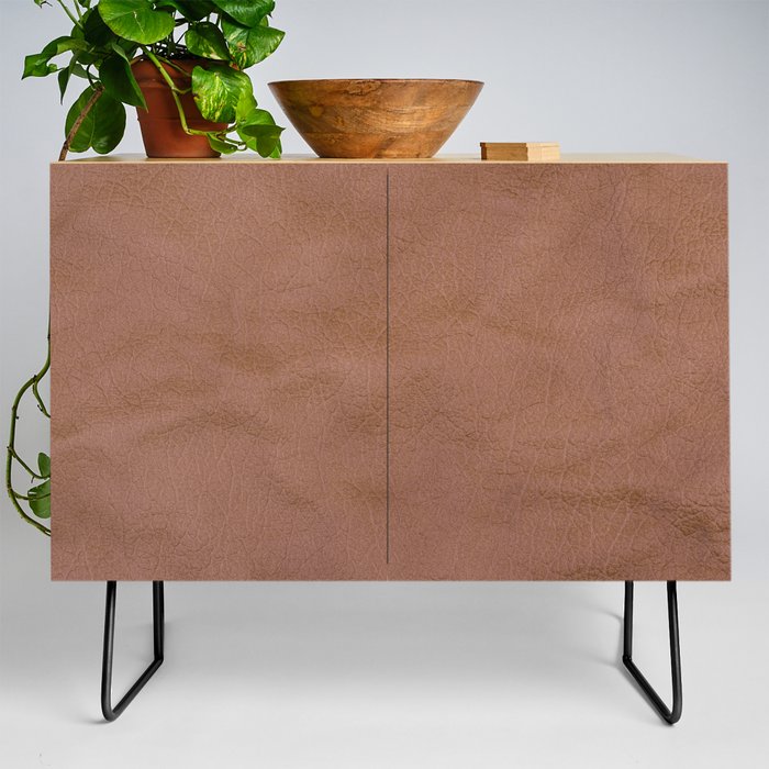 Natural brown leather texture. Top view.  Credenza