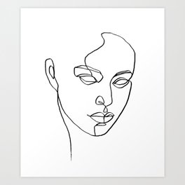 'Rosa' Abstract Female Face One Line Drawing Art Print
