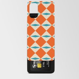 Geometric Diamond Pattern 823 Orange Turquoise and Beige Android Card Case
