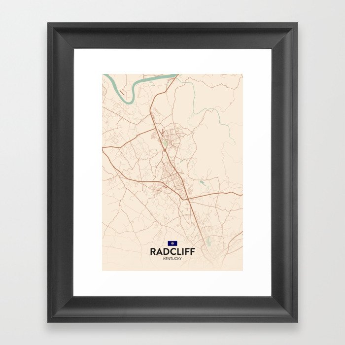 Radcliff, Kentucky, United States - Vintage City Map Framed Art Print