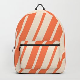 [ Thumbnail: Coral & Beige Colored Pattern of Stripes Backpack ]