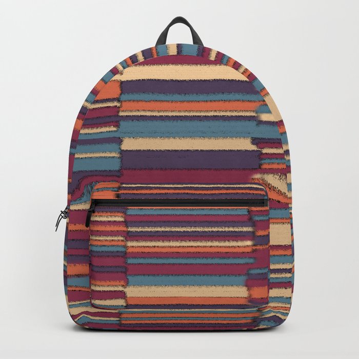 Retro Vibes Striped Pattern 3 Backpack by Adria Black Art Society6