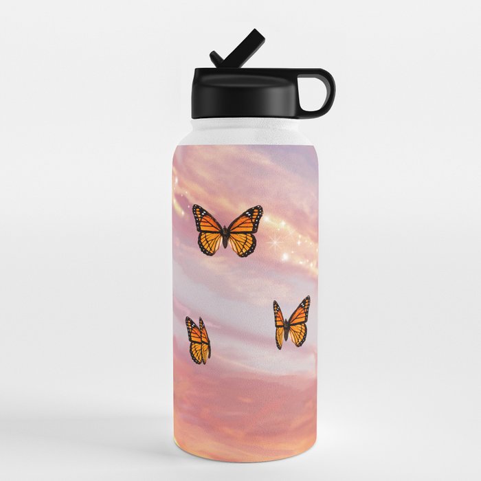 Butterfly Sunset Aesthetic Water Bottle by trajeado14