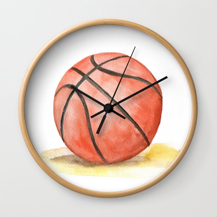 Basketball Watercolor Wall Clock