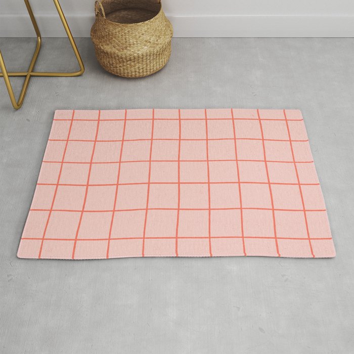 Grid Pattern Peach Rug
