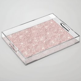 Blush Pink Diamond Studded Glam Pattern Acrylic Tray