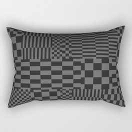 Glitchy Checkers // Grayscale Rectangular Pillow