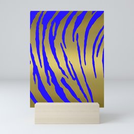 Gold Tiger Stripes Blue Mini Art Print