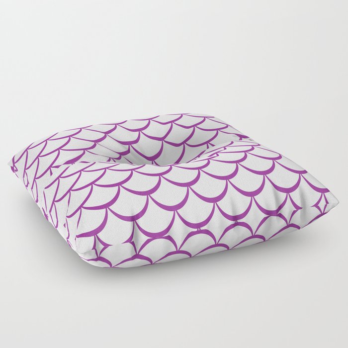 Purple and White Mermaid Scales Floor Pillow