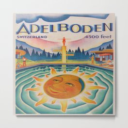 Adelboden, Switzerland Vintage Travel Poster Metal Print | Whimsical, Pool, Painting, Travel, Poster, Vintagetravelposter, Vacationresort, Touristdestination, Swimmingpool, Vintage 