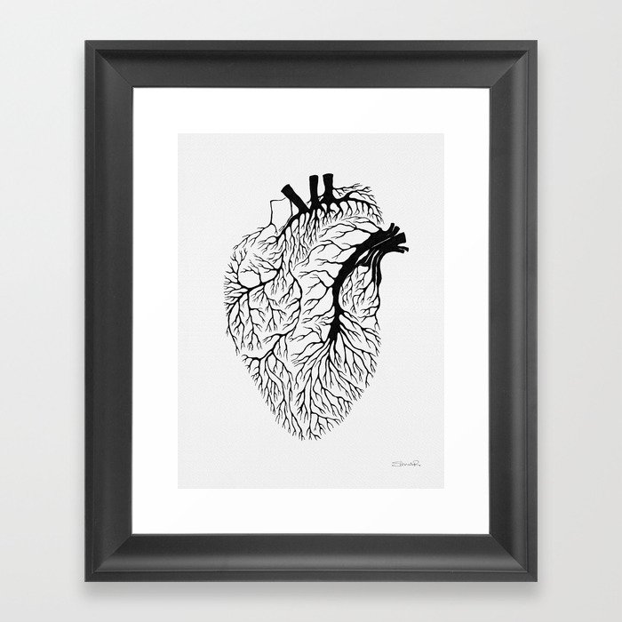 Heart Branches - Black Framed Art Print