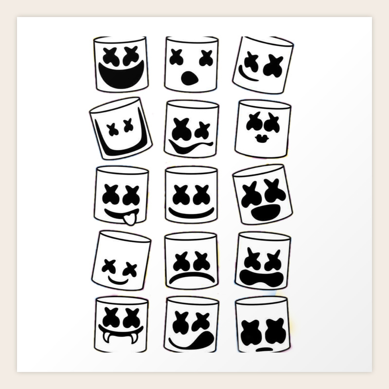 Marshmello Art Print By Suburbanbluez Society6 These are white or black handled paper bags that i have attached marshmello face with adhesive vinyl. marshmello art print by suburbanbluez