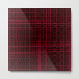 Crimson Red Grid Lines Metal Print