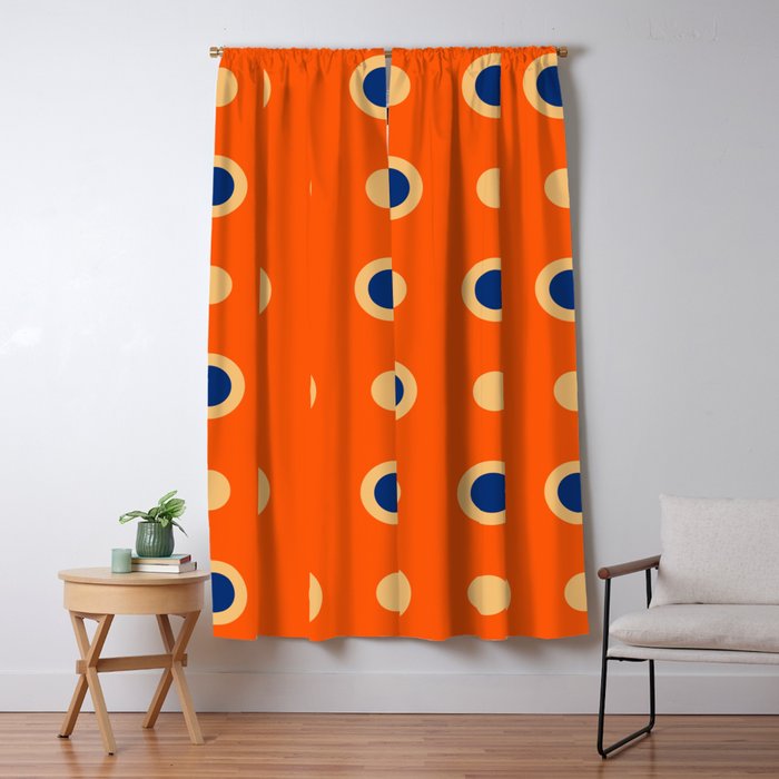 Polka Dot Pattern 241 Orange Blue Blackout Curtain By Tonymagner
