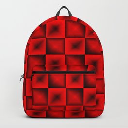 Fashionable large glare from small red intersecting squares in gradient dark cage. Backpack