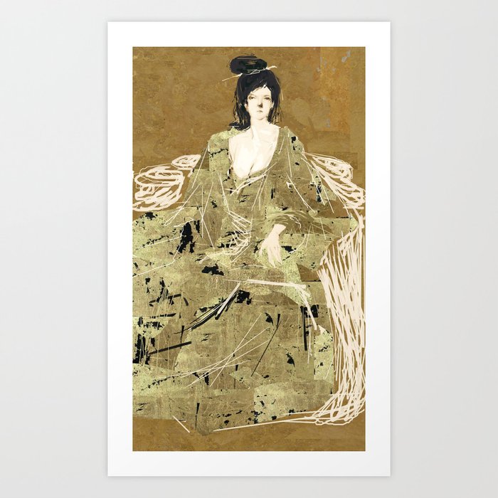Oriental in gold Art Print