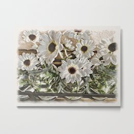 Flower Art - tiny white mums Metal Print | Painting, Minimalistic, Paintedphoto, Flowers, Tinybouquets, Summerblooms, Summerflowers, Simple, Photoart, Homedecor 