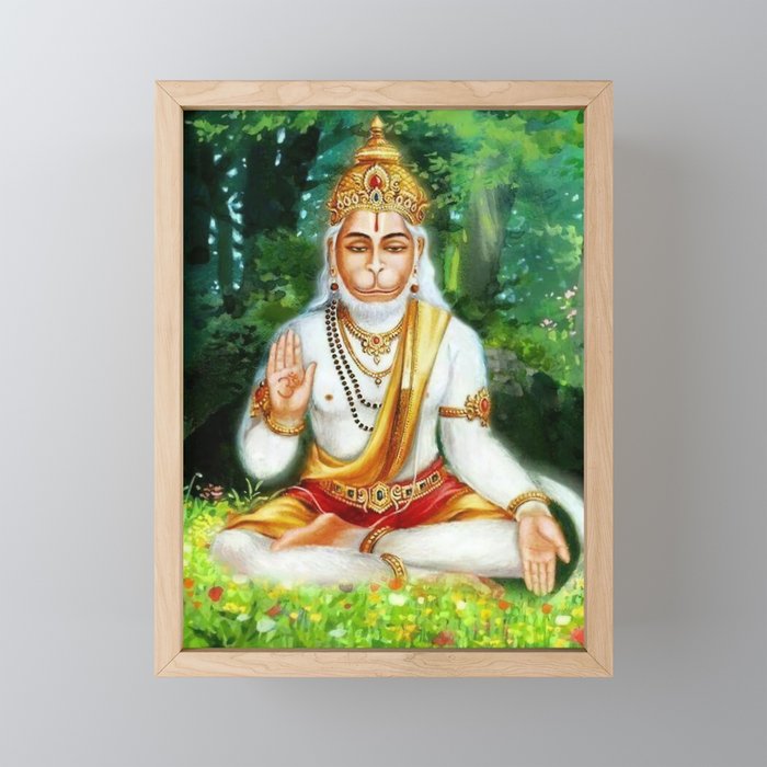 Lord Hanuman In Forest Painting Framed Mini Art Print