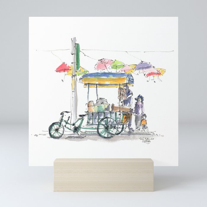 Traditional sausage vendor’s bike in Taipei Mini Art Print