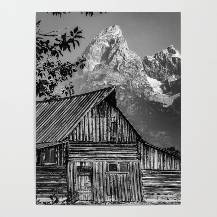T A Moulton Barn And The Towering Teton Mountain Peaks Black and