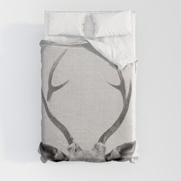 Deer - Black & White Duvet Cover