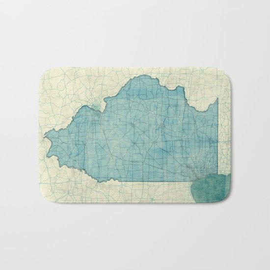 Illinois State Map Blue Vintage Bath Mat